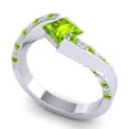 thumbnail image 2 of 1.20 Carat Beautiful Princess Cut Peridot Gemstone & Real Diamond Anniversary Ring for Women Solid 14K White Gold Size 7.5 by Diamond-Capitals, 2 of 8