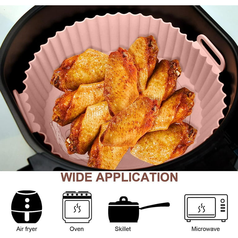 2 Packs Air Fryer Silicone Liners Pot with Gloves and Brush, 8