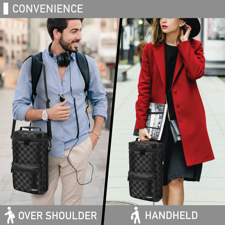 Opux Insulated 2 Bottle Wine Carrier | Wine Tote Bag with Shoulder Strap, Padded Protection, Corkscrew Opener | Portable Wine Cooler Carrying Bag for