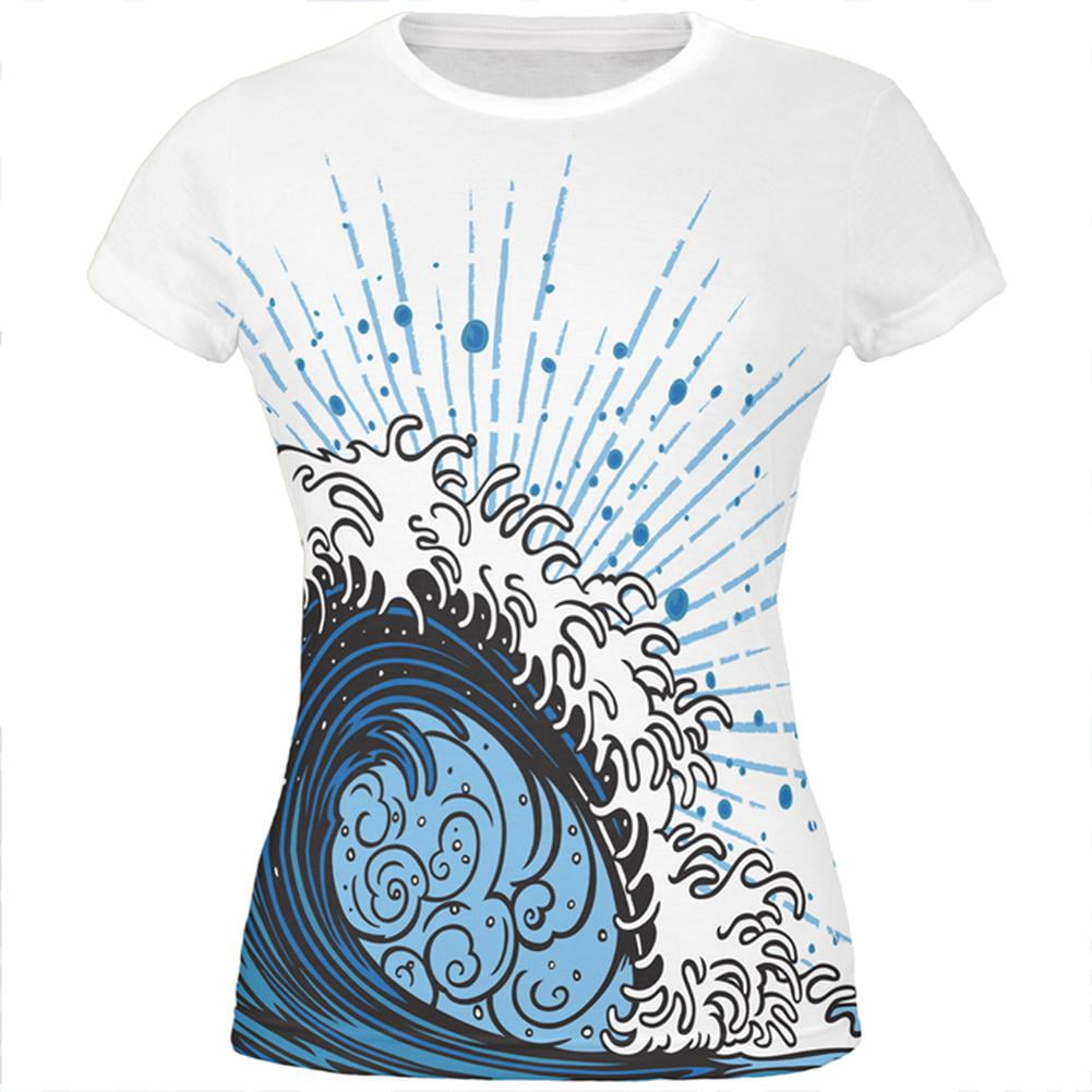 Old Glory - Summer Asian Wave Japanese Tsunami All Over Juniors T Shirt ...