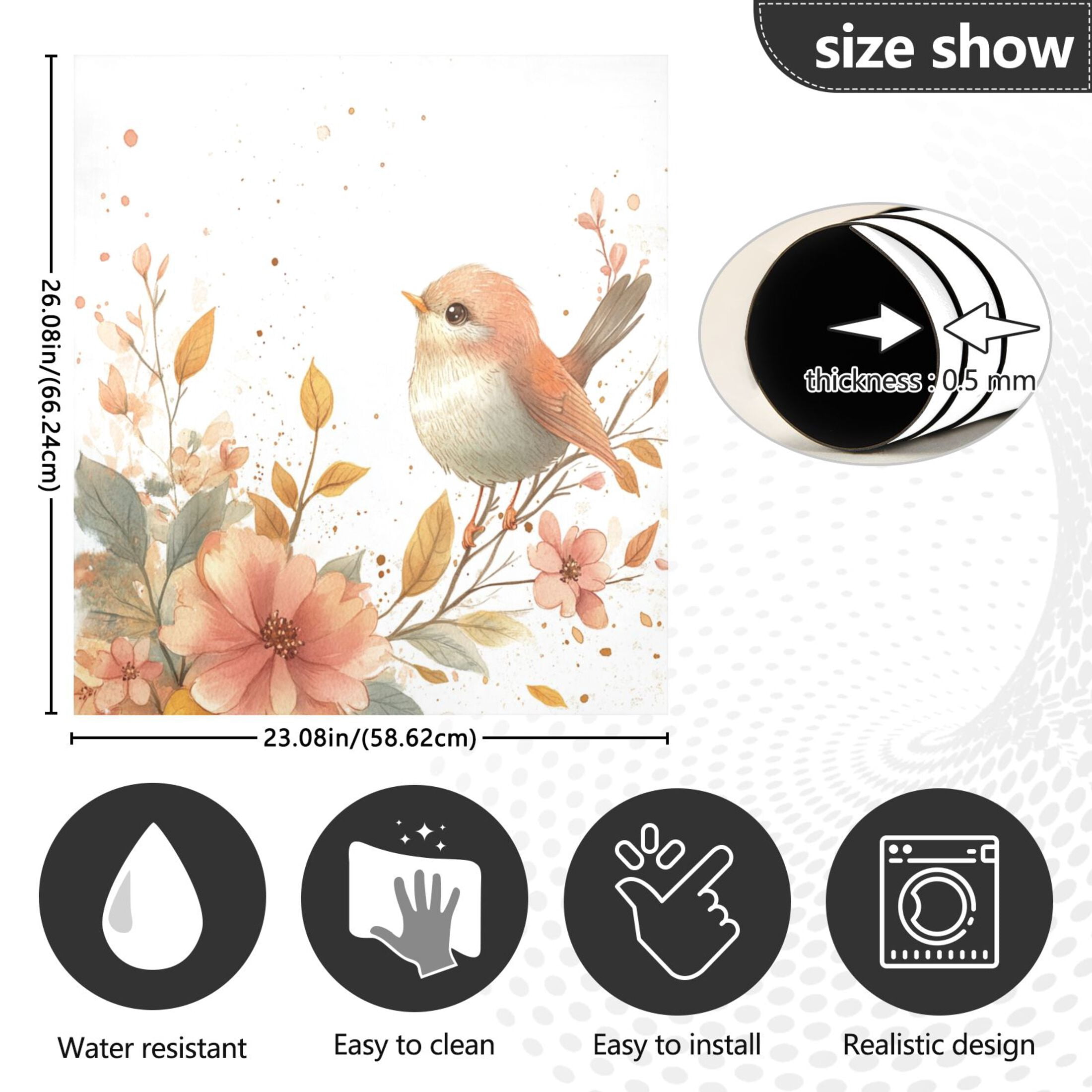 Dishwasher Magnetic Sticker 23x26 Inch Refrigerator Magnetic Sticker Washing Machine Magnetic Sticker Kitchen Panel Magnetic Sticker Home Decor Cute Cartoon Orange Bird