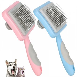 Self-Cleaning Pet Grooming Brush - Undercoat Rake For Dogs & Cats With Massage Particles