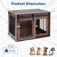 thumbnail image 3 of ELLEGNT Sliding Barn Door Dog Crate – Heavy Duty Metal Frame Wooden Kennel, 31.5" Decorative End Table for Small & Medium Dogs, Rustic Brown, 3 of 9