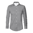 thumbnail image 3 of Hpapadks Mens Summer Shirts Casual Long Sleeve Lapel Button Down Plaid Self Cultivation Tops Slim Fit Mens Dress Shirt Dark Gray L, 3 of 4