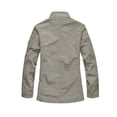thumbnail image 5 of LEKWK Field Jacket for Men Stand Collar Zip and Snap Front Coat with Shoulder Epaulets Plaid Lining and Multiple Pockets Casual Outdoor Outerwear for Travel Work and Everyday Wear Khaki L, 5 of 5