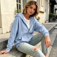 thumbnail image 6 of Zip Up Hoodie Women Long Sleeve Full Zipper Oversized Sweatshirt Comfy Travel Track Jacket Fall Clothes with Pockets,XL, 6 of 8