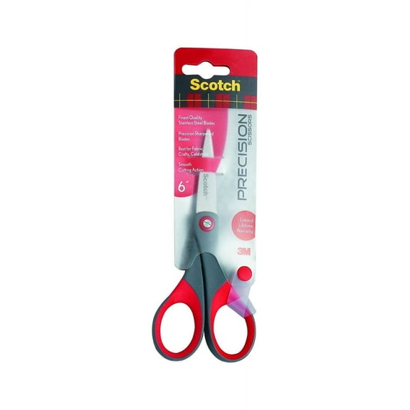 Scotch Precision Scissors - All-Purpose, Stainless Steel Blades - 5 Pack, 6 in, Red