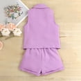 thumbnail image 3 of Generic Toddler Summer Girls Gentle Quiet Sleeveless Solid Colour Coat Vest Shorts Three Piece Outfits for Girl Size 5, 3 of 7