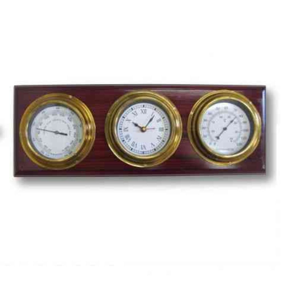 Weather Station Purposeful Wall Decor Over A Horizontal Wood Plank by Benzara