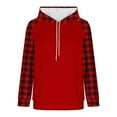 thumbnail image 6 of jtjvou Hoodies for Women Trendy Plaid Long Sleeve Hooded Sweatshirts Casual Pullover with Pockets Fall Fashion Clothes 2025 Red XL, 6 of 6