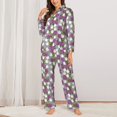 thumbnail image 2 of KLL Rose Flowers Print Women's Long Sleeve Pajamas with Pants Sleepwear Loungewear 2 Set-XX-Large, 2 of 7