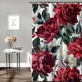 thumbnail image 2 of PRATYUS  Vintage Floral Shower Curtain with Hooks,Peony Rose Flower Blossom Bathroom Curtain Red Pink White,Waterproof Polyester Fabric Bathroom Accessories 60x72, 2 of 7