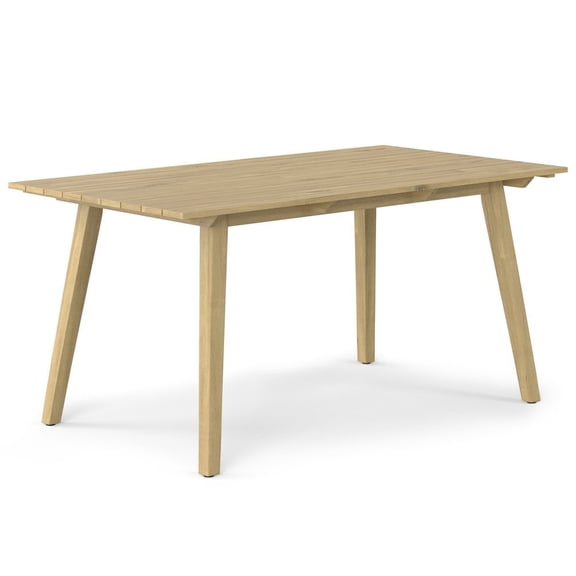 Simpli Home Kona 65 inch Wide Contemporary Outdoor Dining Table in Light Teak