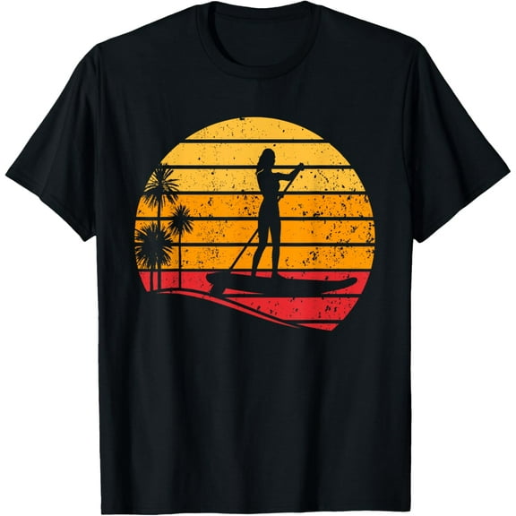Sunset Stand Up Paddle Board - Water Sports SUP Girl T-Shirt
