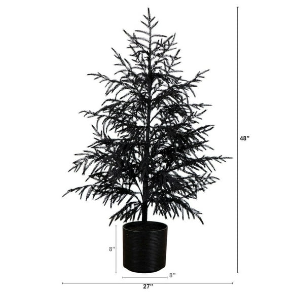 Nearly Natural 4ft. Artificial Halloween Real Touch Black Norfolk Pine Christmas Tree