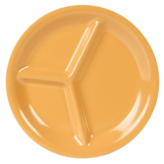 Excellante Color Yellow Melamine Dinnerware Collection 10.25 Inch Three Compartment Plate, Comes in Dozen