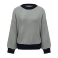 thumbnail image 5 of Lovskoo 2024 Sweaters for Women Trendy Casual Color Retro Knitting Long Sleeve Round Neck Sweater Gray, 5 of 8