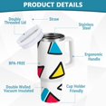 thumbnail image 2 of Yayeee 40oz Stainless Steel Tumbler with Straw and Handle Double-Wall Insulated Travel Water Bottle, Red Triangles, 2 of 8