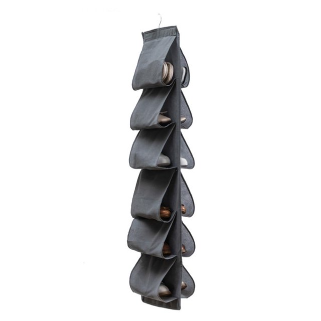 kurtrusly Hanging Shoes Rack Strong Over Organizer Complete Pocket to door Wardrobe grey 35 x 25 x 1cm 1Set