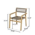 thumbnail image 3 of Christopher Knight Home Modern Outdoor Dining Chairs, Solid Wood Frame, Rope-Woven Backrest, Grey, Set of 4, 3 of 12