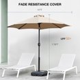 thumbnail image 3 of JONPONY 9FT Outdoor Patio Umbrella with Push Button Tilt and Crank, UV Protection & Waterproof, Market Table Umbrella with 8 Sturdy Ribs for Garden, Deck, Backyard, Pool, Khaki, 3 of 12