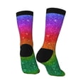 thumbnail image 5 of Uemuo Rainbow Glitter Pattern Women's Crew Socks, Soft Durable Breathable Moisture-Wicking with Odor Control Cotton socks, 5 of 9