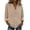 #123-Khaki, variant on Craaazy Women's Relaxed Fit V Neck Blouse, Solid Color Long Sleeve Ruffle Accent Top, Loose Comfy Cotton Linen Tee for Work & Daily Wear Gifts