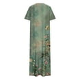 thumbnail image 4 of Amzcrzy Womens Beach Sundress Casual Loose Bohemian Floral Split Dress with Pockets Short Sleeve Long Maxi Summer Beach Swing Dress S-2XL, 4 of 7