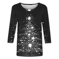 thumbnail image 5 of VKOYWKM Womens Christmas 3/4 Sleeve Tops Merry Christmas Tree Graphic Crewneck Fall T-Shirts Funny Xmas Tree Tees Holiday Family Party Matching Tops, 5 of 6