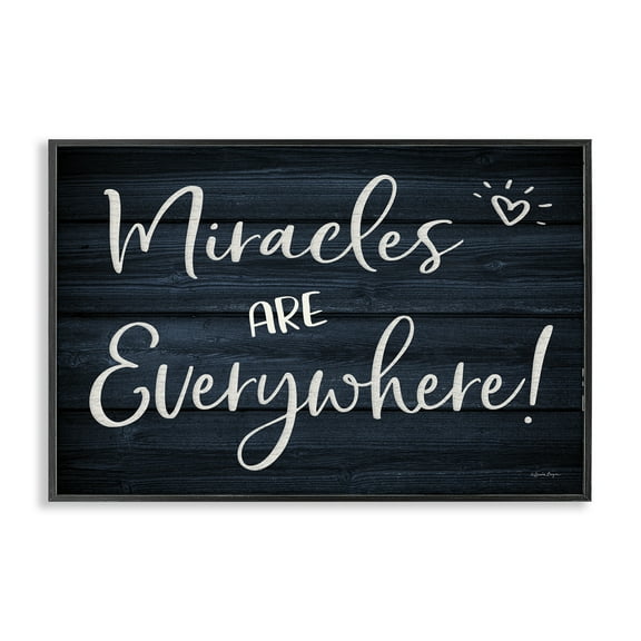 Stupell Industries Miracles Are Everywhere Text & Numbers Painting Black Framed Art Print Wall Art, 18 x 12