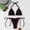 Black, variant on Women's Ruffle Trim Triangle Bikini Set, Adjustable Tie-Side Swimwear, Contrast Color Women's Swimwear Blue M