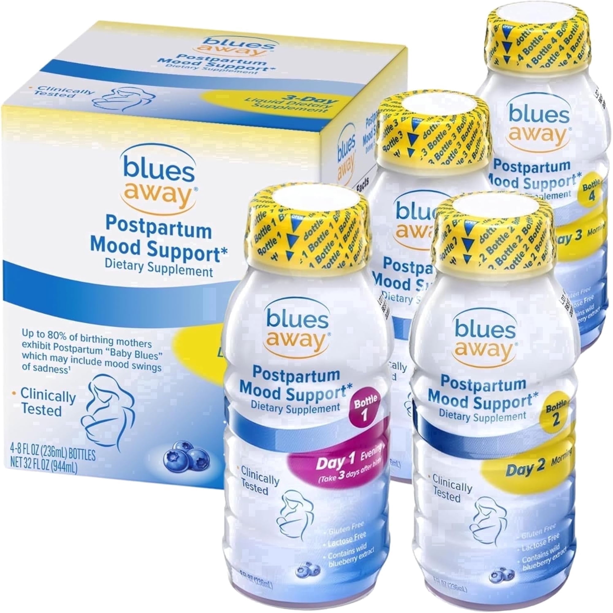 Blues Away Postpartum Mood Support Dietary Supplement, 4 Bottles