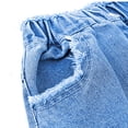 thumbnail image 3 of Girls' Jeans Skirt with Pockets Midi Length Ripped Frayed Elastic High Waist Denim Skirts 4-15 Years (14Y, Blue), 3 of 8