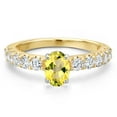 thumbnail image 3 of Gem Stone King 14K Two Tone Gold Canary Mystic Topaz and Lab Grown Diamond Engagement Ring for Women | 1.45 Cttw | Oval 7X5MM | Gemstone November Birthstone | Size 7, 3 of 6