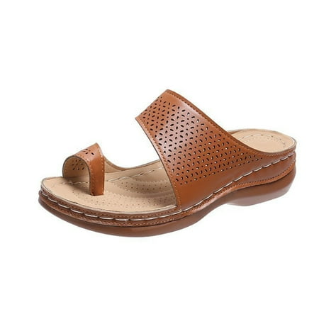 

Women s Hollow-Out Flat Sandals Non-slip Peep-Toe Casual Sandals