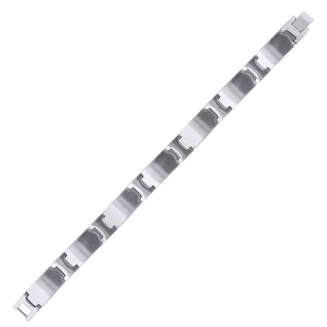 Stainless Steel Mens 12mm Matte Finish Bracelet-9inch Link Bracelet for Men