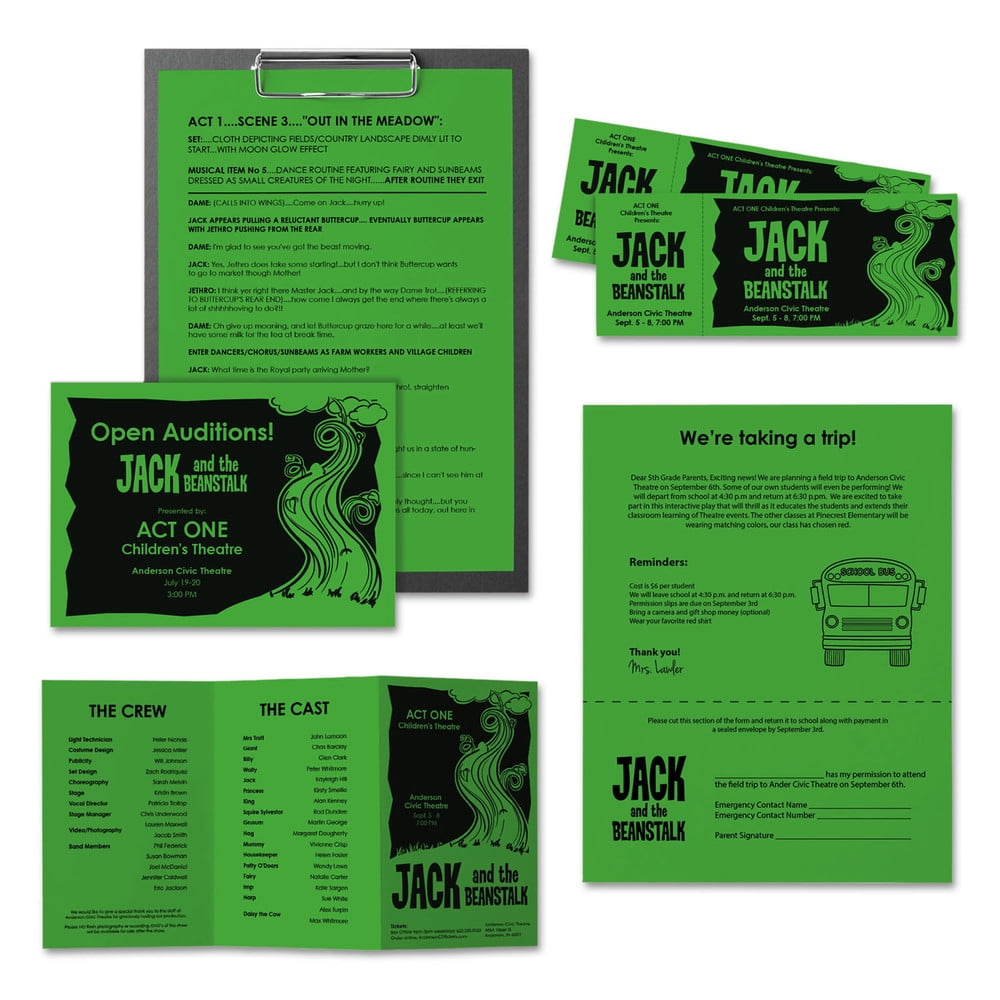 Astrobrights® Color Multi-Use Printer & Copy Paper, 1 Ream, Gamma Green, Letter (8.5" x 11"), 500 Sheets Per Ream, 24 Lb, 94 Brightness