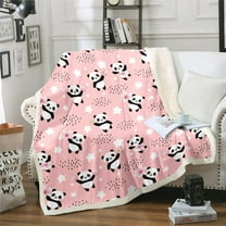 Kawaii Panda Throw Blanket for Bed Couch Girls,Pink Cherry Blossom Fleece Blanket Stars Sherpa Blanket Baby Size Cute Dots Blanket,Lovely Bear Animal Fuzzy Blanket Microfiber Breathable