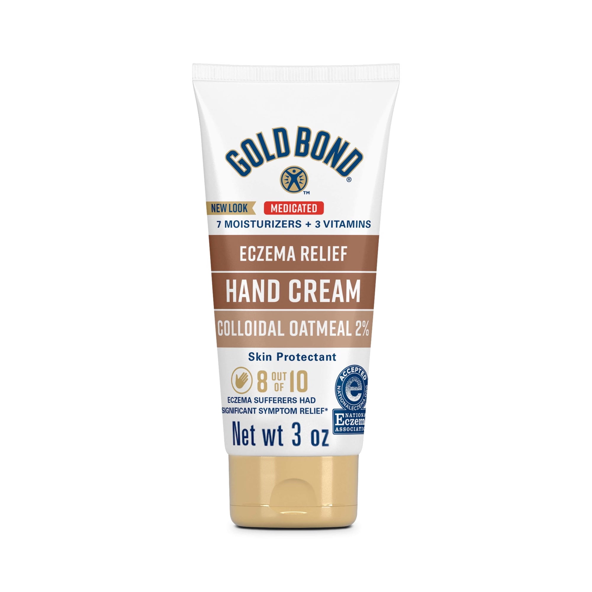 Gold Bond Medicated Eczema Relief Hand Cream, 3 oz., Skin Protectant Cream with 2% Colloidal Oatmeal