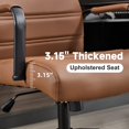thumbnail image 3 of Office Desk Chair Leather, Conference Room Chairs with Wheels, Modern Executive Office Chairs Adjustable Height, Ergonomic Swivel Rolling Ribbed Computer Chair (Brown&Black), 3 of 14