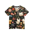 thumbnail image 3 of CCRFTGI Cute Tops for Kids Girls Size 6-7 Girls Clothes Short Sleeve Trendy Animal Floral Print Tops Dressy Casual Round Neck Tunic Tops Green 7-8 Years, 3 of 4