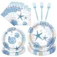 thumbnail image 1 of Juego de vajilla Rakuto para 24 personas, 96 piezas, para fiestas con temática oceánica, 1 of 6