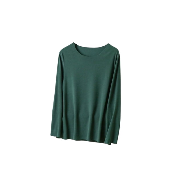 Guardurnaity Ropa interior térmica femenina Tops manga larga sin costuras cómodo otoño Oficina dormir ropa interior camisa cálida para mujer Prendas para la parte del cuerpo Verde oscuro 4XL Guardurnaity AP013722-06