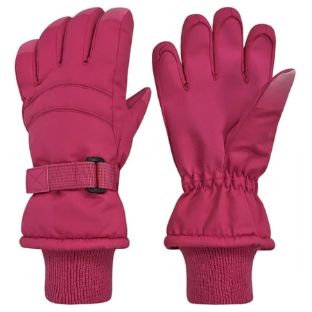 

N Ice Caps Kids Winter Thinsulate Waterproof Insulated Ski Snow Gloves | Boys Girls Children Pink
