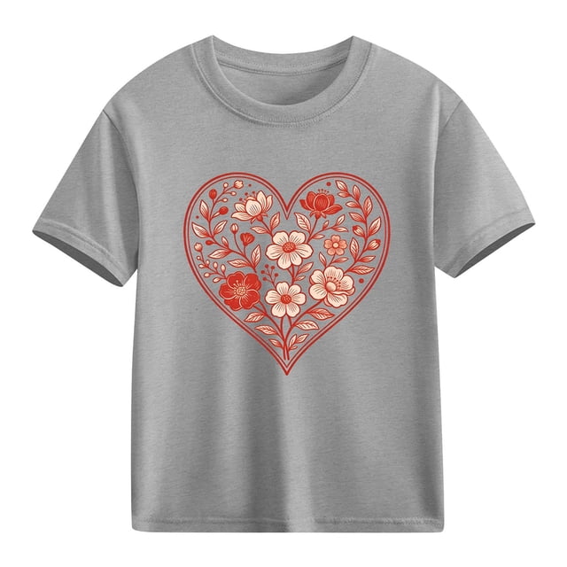 TaTaai School Season Cute Print Short Sleeve T-Shirt, Valentine's Day Casual Top, Unisex All Season Graphic Tee Gift