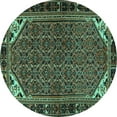 thumbnail image 1 of Ahgly Company Indoor Round Persian Turquoise Blue Traditional Area Rugs, 3' Round, 1 of 4