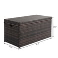 thumbnail image 5 of SYTHERS 132 Gallon Outdoor Storage Bench, Patio Mix Brown Wicker Deck Box with Waterproof Liner and Side Handles, Brown, 5 of 8