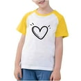 thumbnail image 2 of Frnrwgo Boys Girls Short Sleeve Shirt Yellow Cute Heart Grpahic Raglan Short Sleeve Tee Tops 3-14 Years, 2 of 5