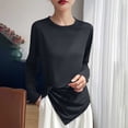 thumbnail image 4 of gbyLJF Womens Lightweight Long Sleeve Shirts Loose Comfy Crewneck Tops Casual Basic Fall T-Shirts, 4 of 5