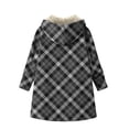 thumbnail image 5 of ClodeEU Women's Long Sleeve Hooded Plaid Print Jacket,Zip Fleece Lined Top Coat,Casual Jacket with Pockets Dark Gray,Womens Plus M, 5 of 5